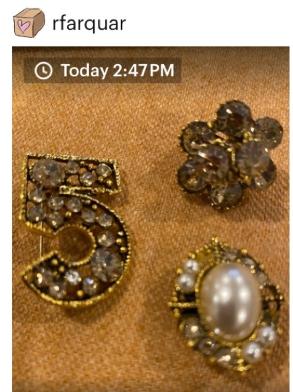 Crystal and Pearl Gold-Tone Brooch Set - White/Gold